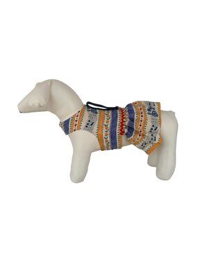 Handmade Small Dog Adjustable Dress Outfit w Harness Music Notes Blue Yellow